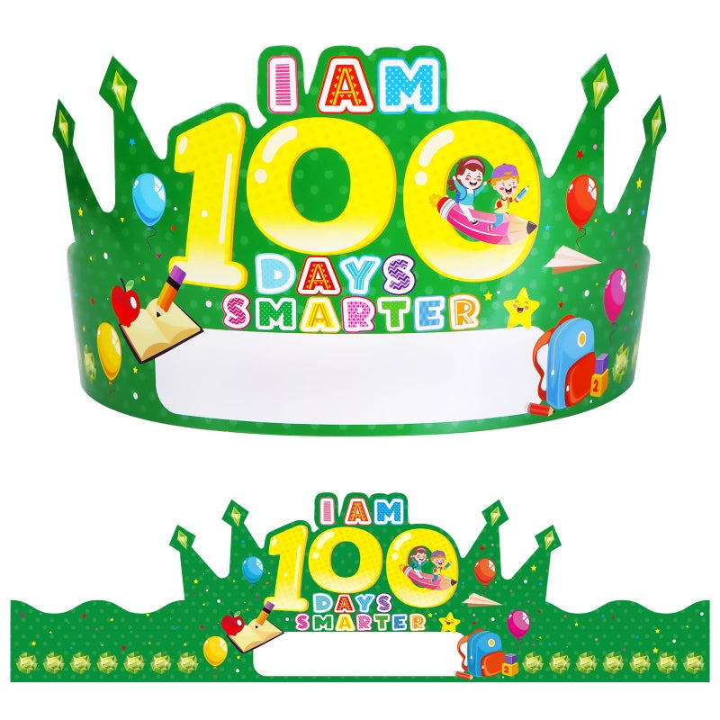 WhatSign 100th Day of School 100 Days of School Paper Crowns for Kids 24Pcs 100th Day of School Decorations Paper Crown Birthday Party Hat for School Activity Classroom Supplies  Medium  1-black - Image 1